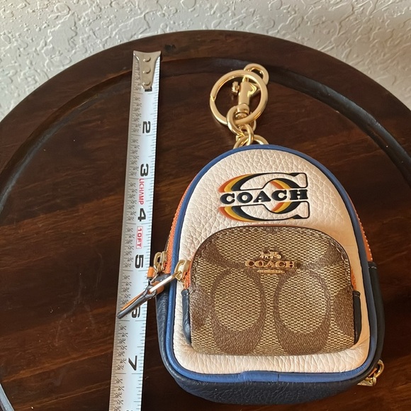 Coach: Mini Court Backpack Bag Charm/Keychain- Signature Canvas- Gold tone - Picture 16 of 16